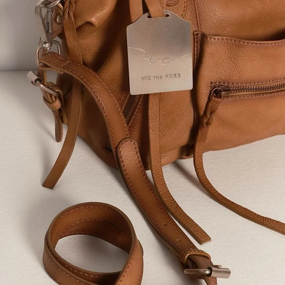 🆕 Free People | Baby Emerson Tote Leather Handbag in Saddle - Picture 4 of 5